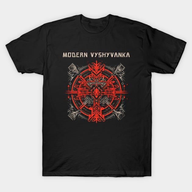 Ukrainian Modern Embroidery with Elements of Ancient Slavic Runes T-Shirt by FrogandFog